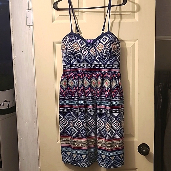 Blue Aztec Print dress - Picture 1 of 3